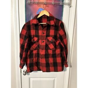 1930’s Monarch Black Red Checkerboard Rare Flannel Missing Button Milwaukee Wool